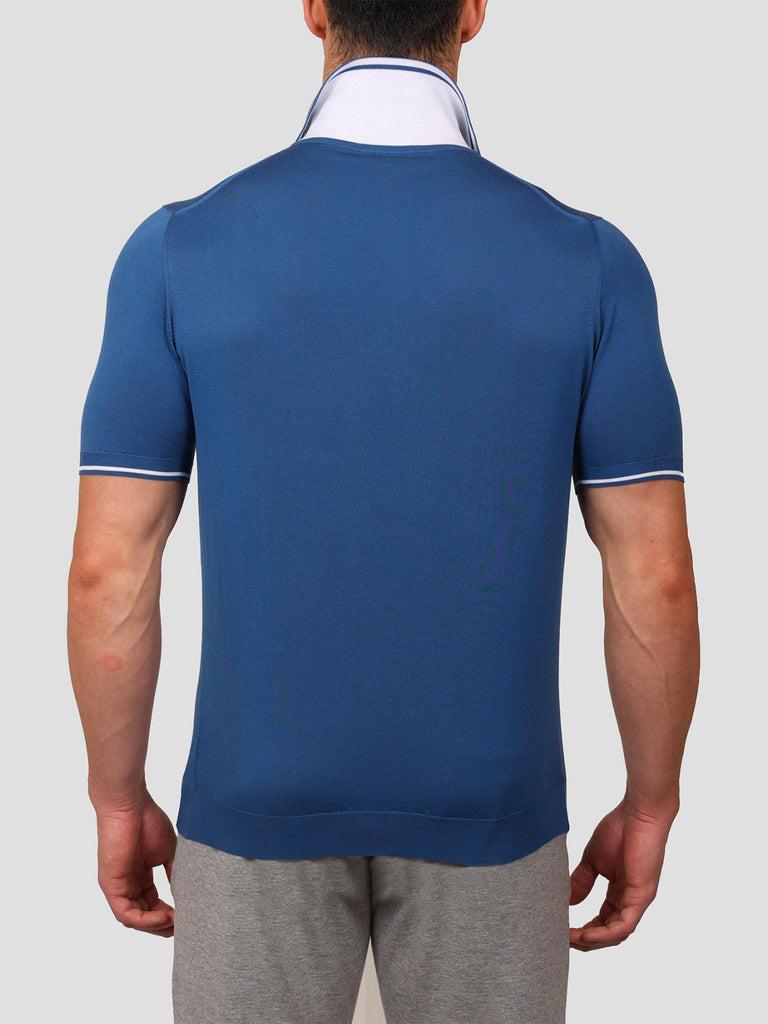 Svevo Maglia Polo con Zip 100% Cotone Makò Blu Offerte