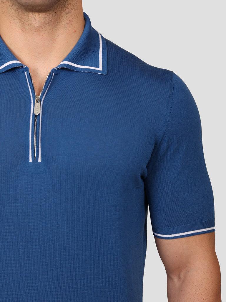 Svevo Maglia Polo con Zip 100% Cotone Makò Blu Offerte