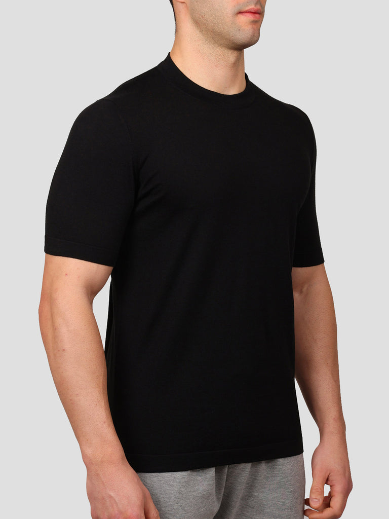 Svevo Girocollo 100% Cotone Supersoft Nero Saldi Di Fabbrica