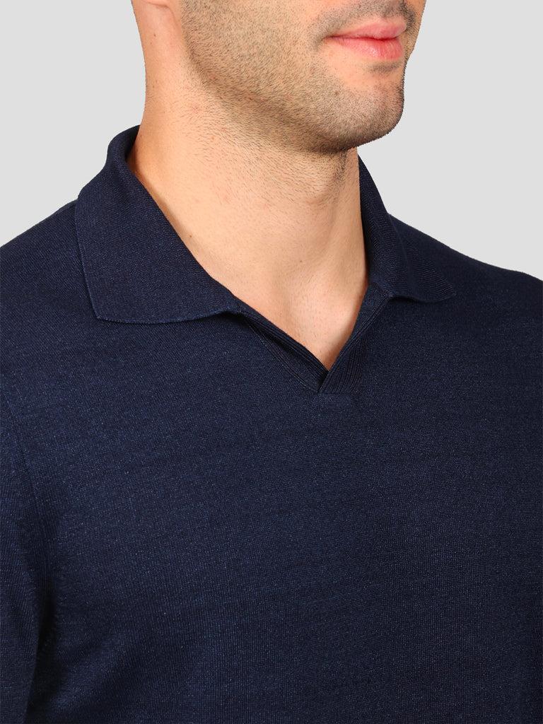 Svevo Maglia Scollo a V 100% Cotone Indaco Italy