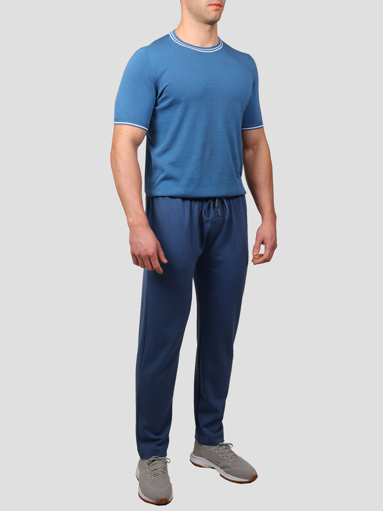 Svevo Pantalone Jogging Cotone e Cashmere Blu Nuovo