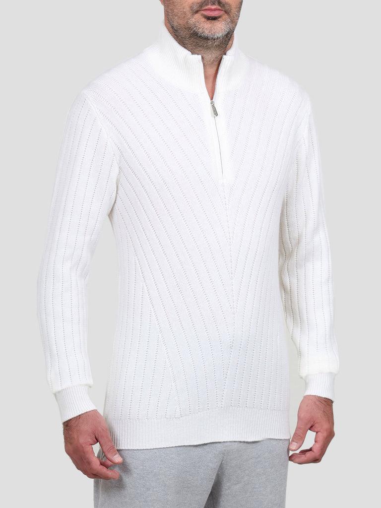 Svevo Lupetto con zip 100% Lana Bianco Presa