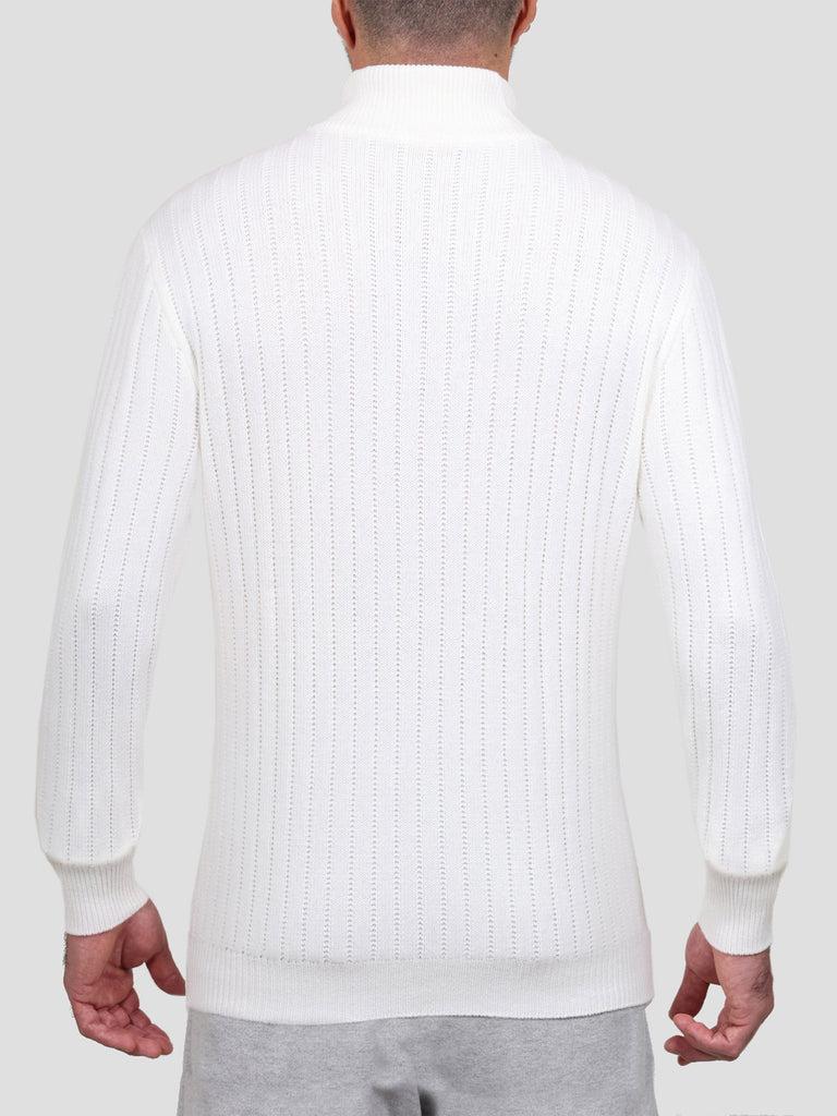 Svevo Lupetto con zip 100% Lana Bianco Presa