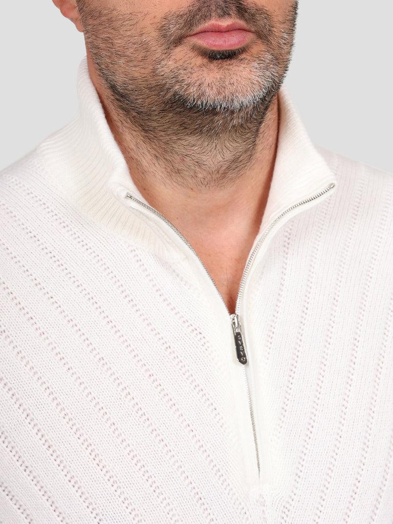 Svevo Lupetto con zip 100% Lana Bianco Presa