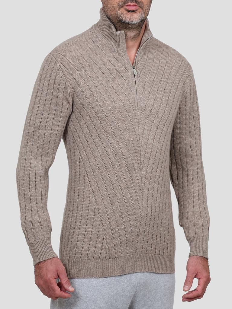 Svevo Lupetto con zip 100% Lana Marrone Sconto