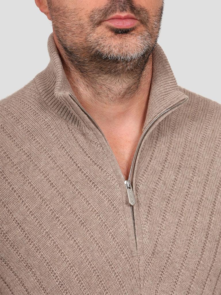 Svevo Lupetto con zip 100% Lana Marrone Sconto