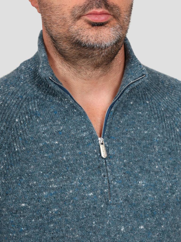 Svevo Lupetto con zip Lana Cashmere e Poliammide Blu Economico