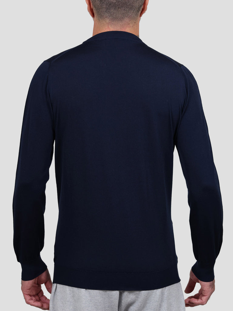 Svevo Maglia Girocollo Lana Merino Superfine 160's Blu In Vendita