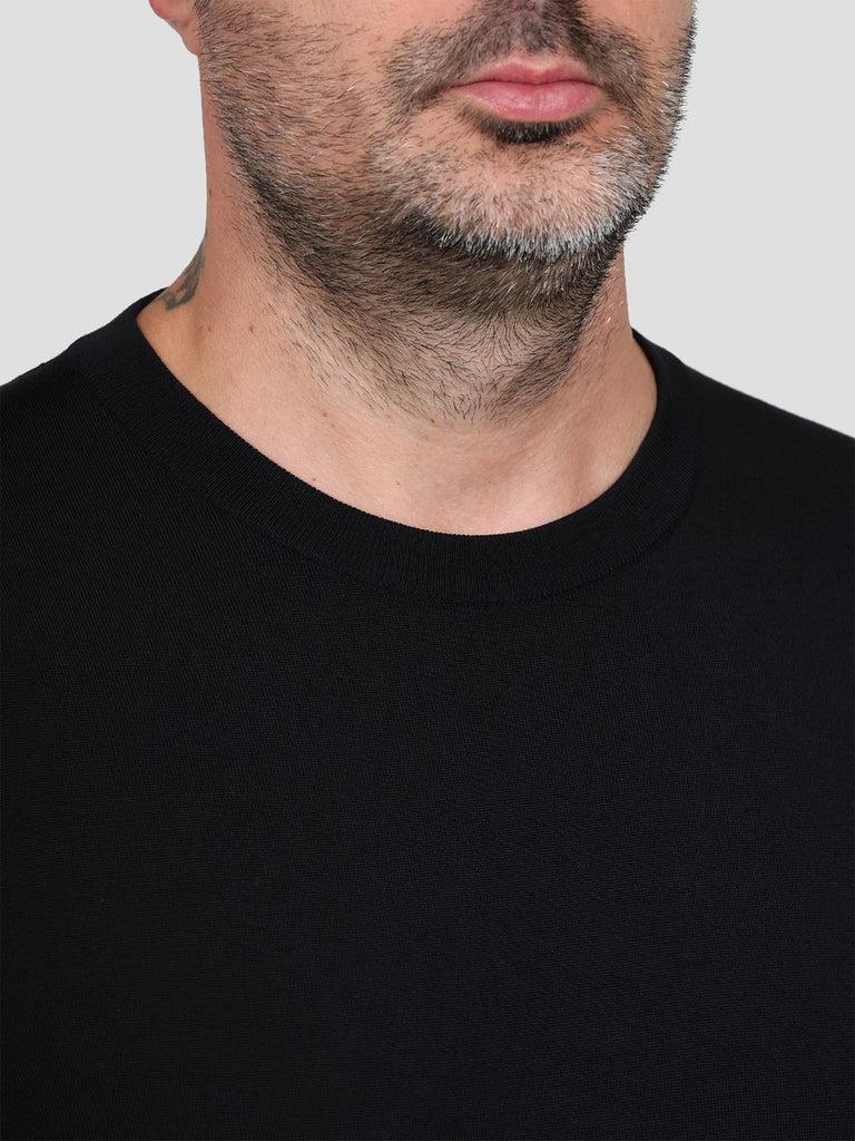 Svevo Maglia Girocollo Lana Merino Superfine 160's Nera Saldi