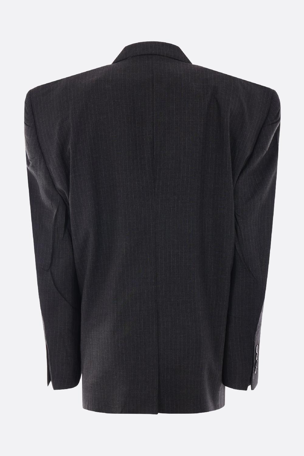 BALENCIAGA giacca monopetto Cut Away Boxy in lana gessata Outlet