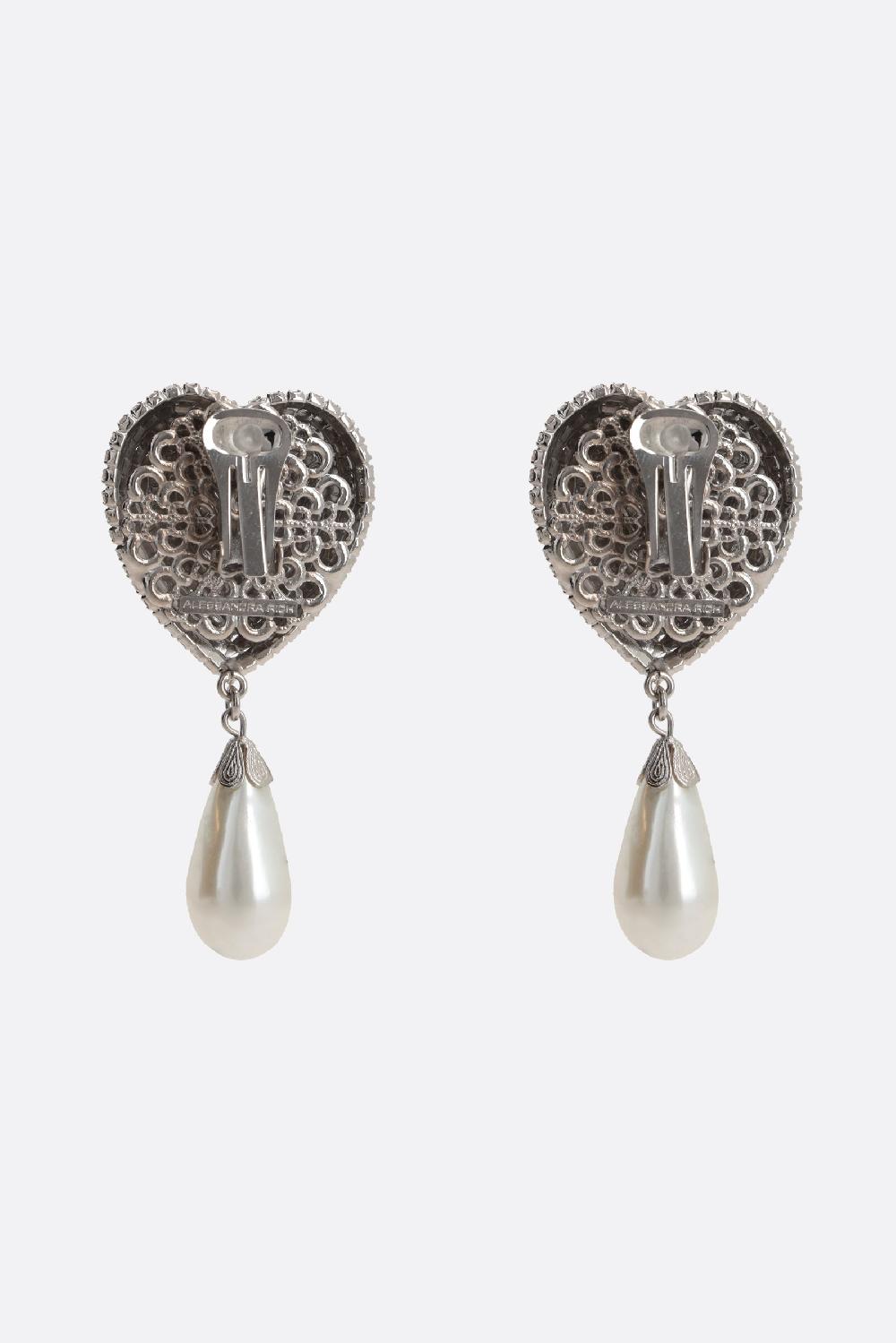 ALESSANDRA RICH orecchini a cuore in ottone con cristalli e perle Offerte