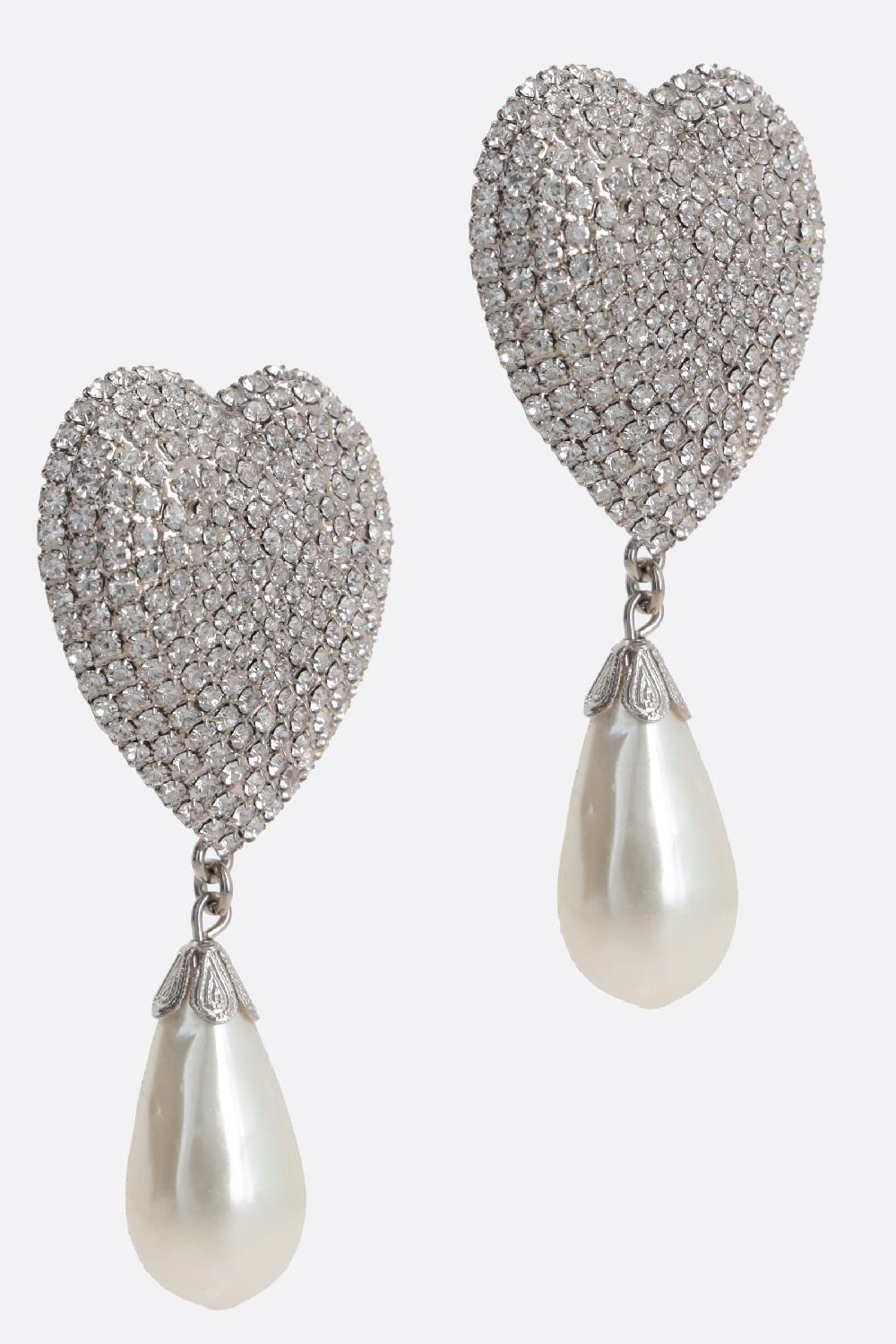ALESSANDRA RICH orecchini a cuore in ottone con cristalli e perle Offerte