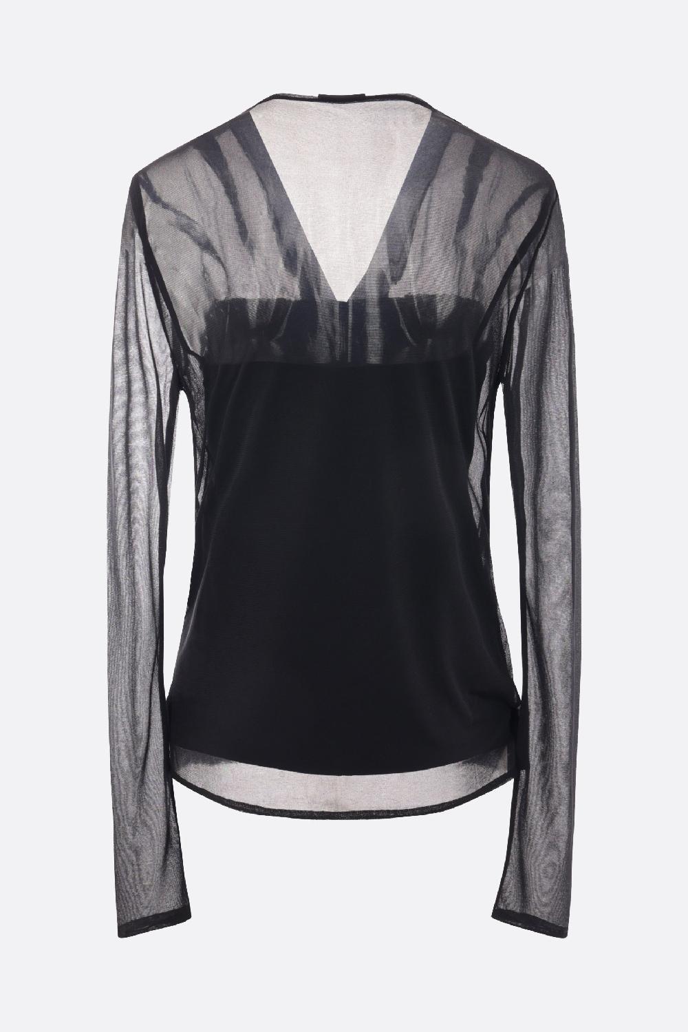 GIVENCHY top a doppio strato in crepe de chine fluida e jersey stretch Vendita Economica