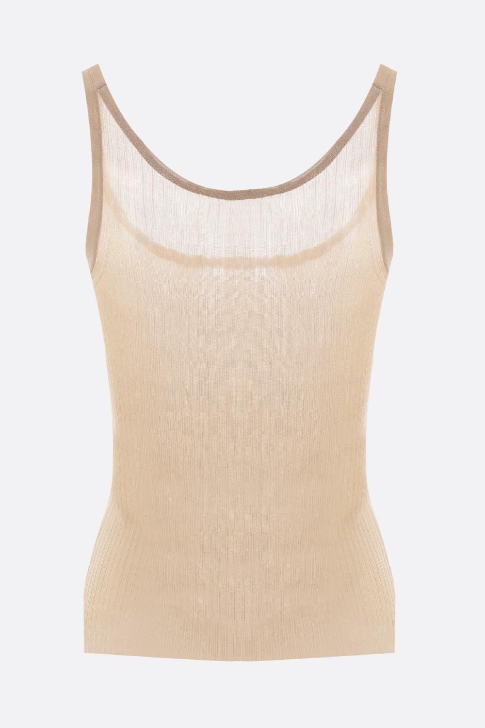 MAX MARA top smanicato Bastia in seta a costine In Linea