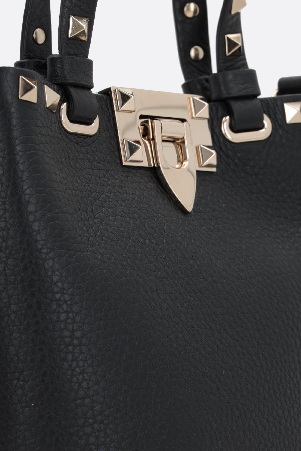 VALENTINO GARAVANI borsa tote Rockstud mini in pelle martellata Soddisfazione Garantita