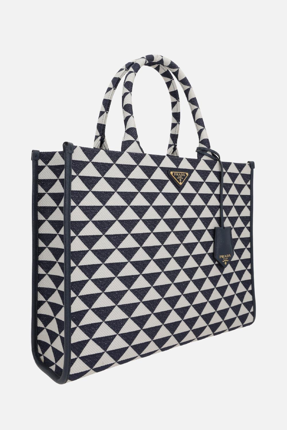 PRADA borsa tote Prada Symbole large in jacquard Fino Al -60%