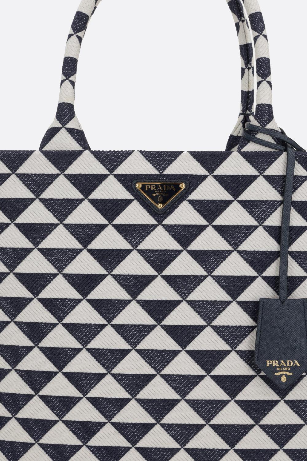 PRADA borsa tote Prada Symbole large in jacquard Fino Al -60%