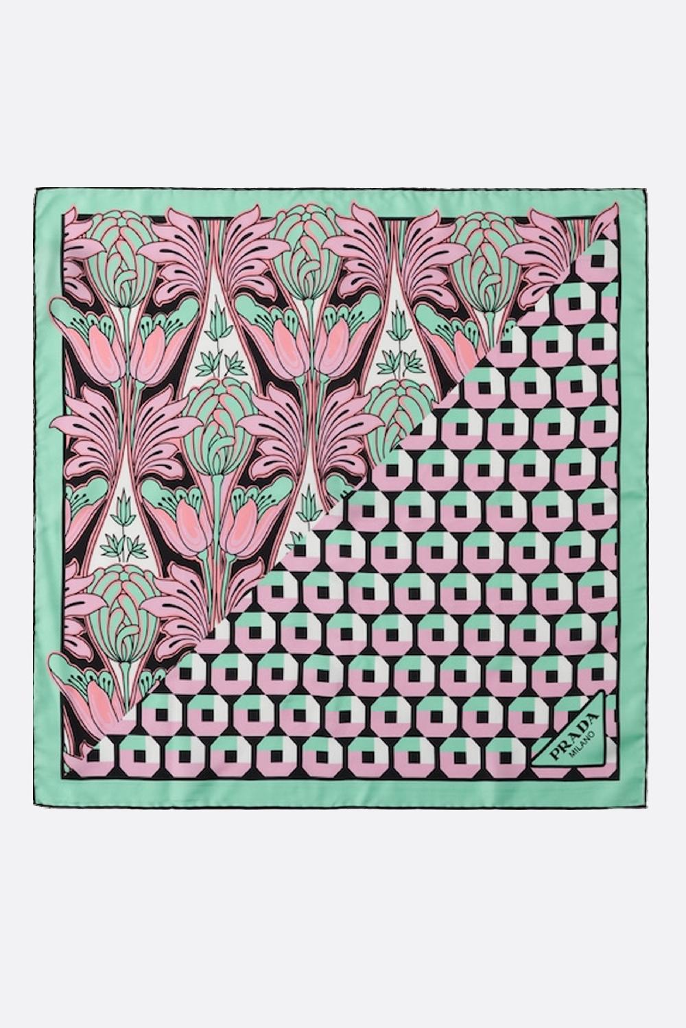PRADA foulard stampato in twill di seta Offerte