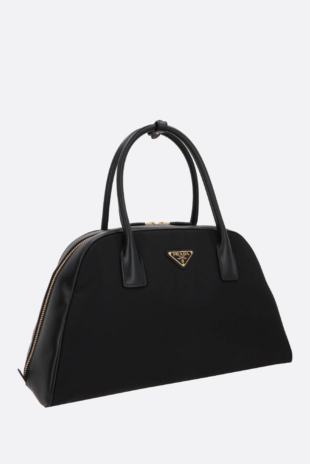 PRADA borsa bauletto large in Re-Nylon e pelle liscia Vendita Economica
