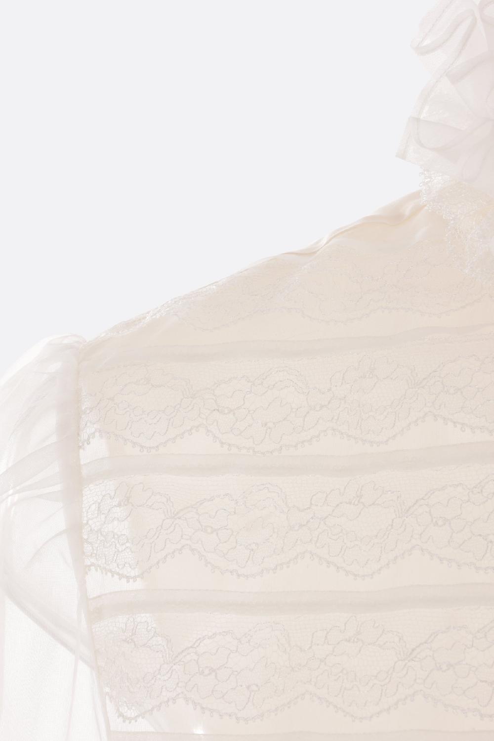 VALENTINO GARAVANI camicia in shantung organza e pizzo Moda
