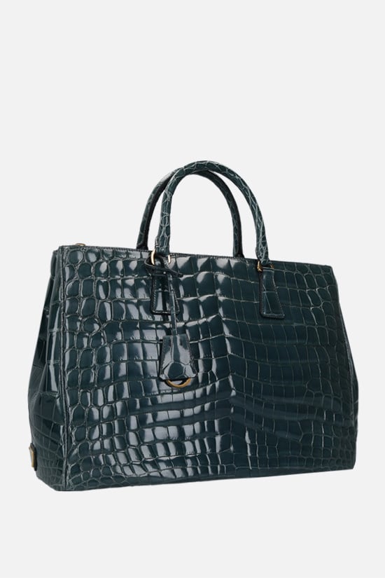 PRADA borsa a mano in pelle di coccodrillo lucido Spedizione Gratuita