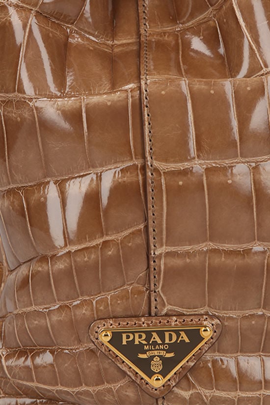 PRADA borsa a mano in pelle di coccodrillo lucido Qualità Garantita