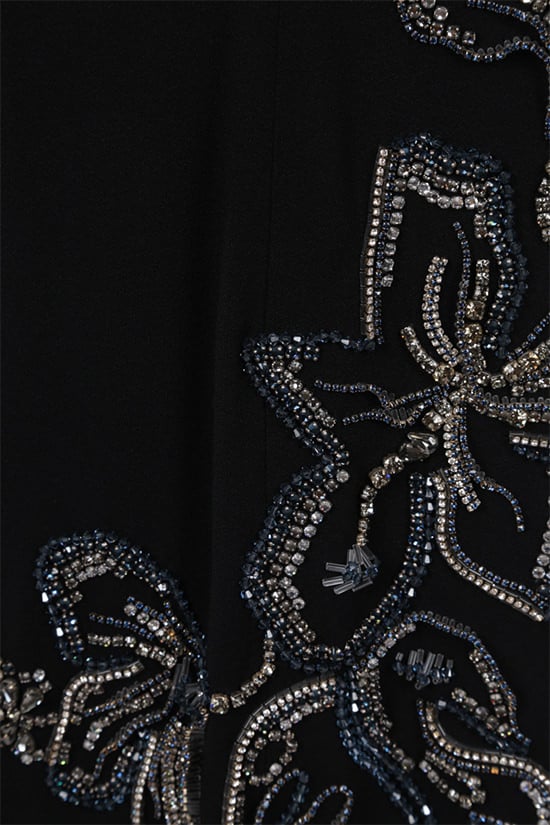PRADA gonna midi in sablé con ricamo Sconto
