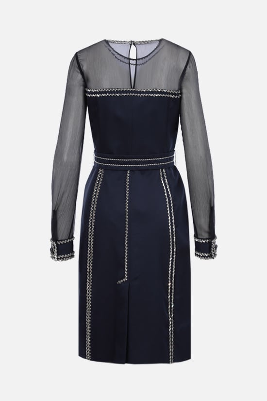 PRADA abito corto in radzmire e chiffon con cristalli Vendita Economica