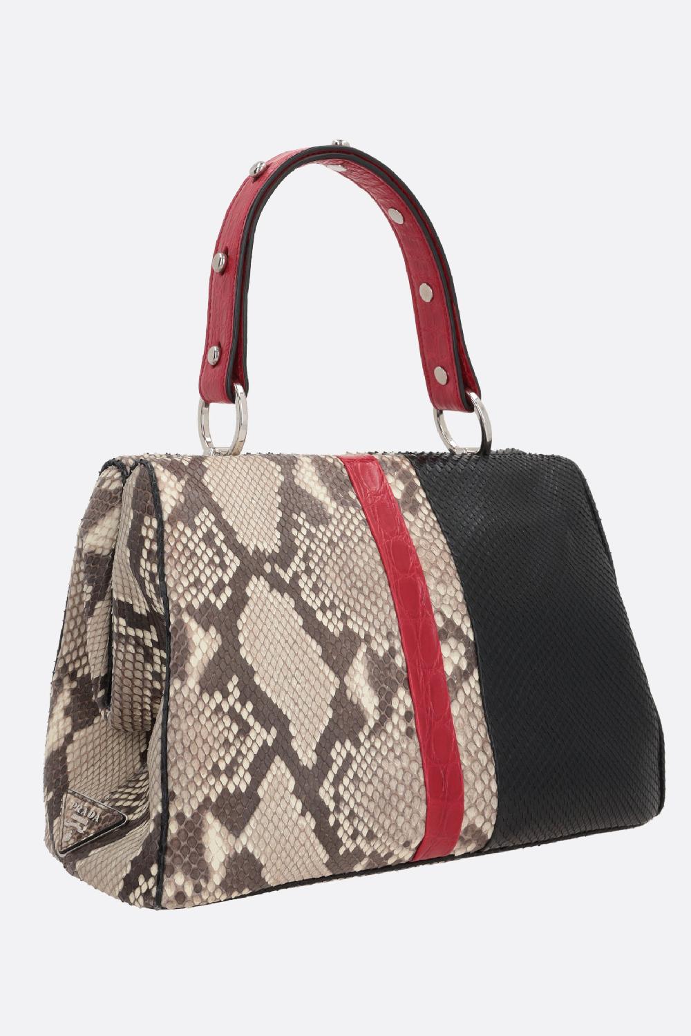 PRADA borsa a mano in pelle di pitone e coccodrillo Moda