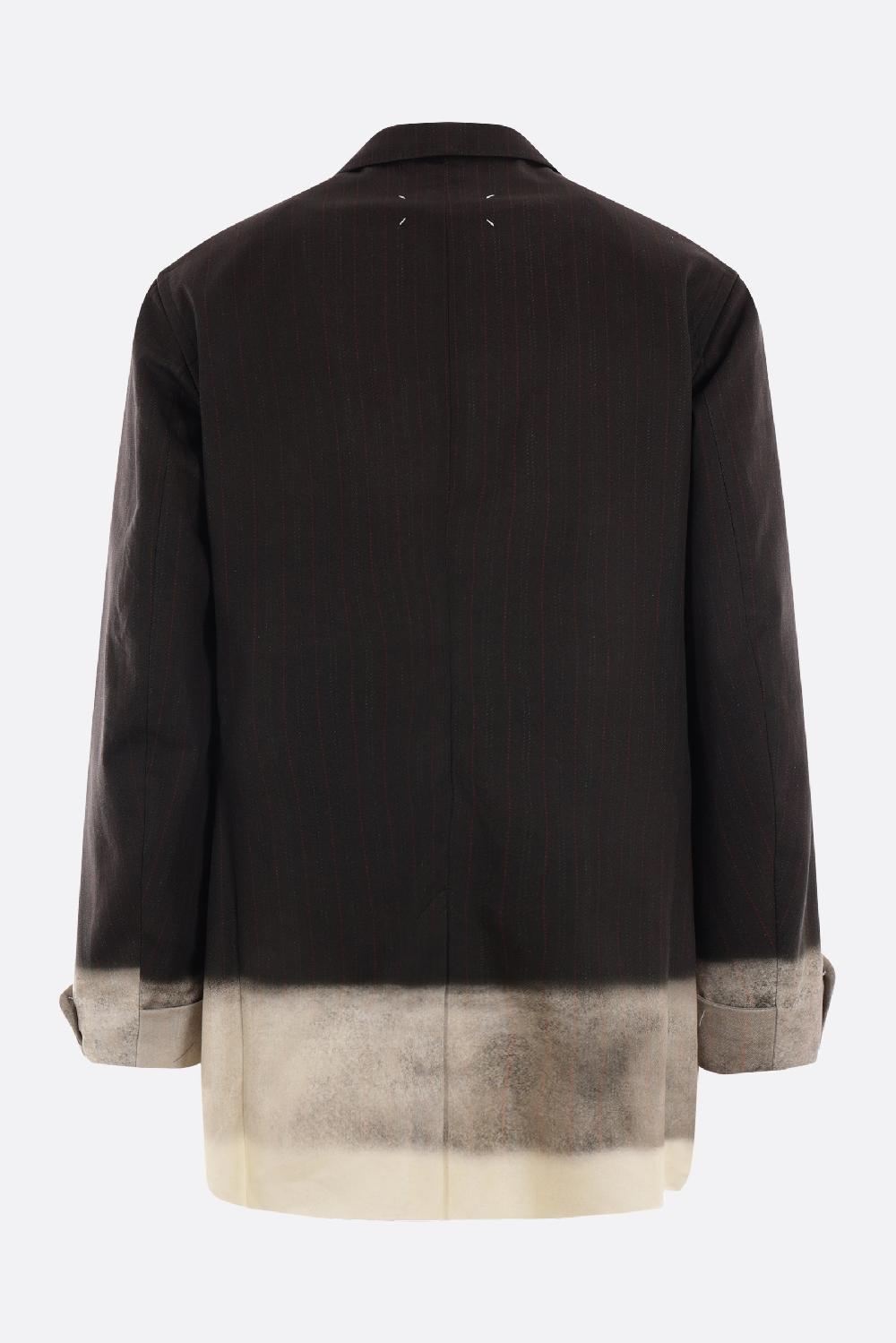 MAISON MARGIELA giacca monopetto in cotone gessato trompe l'oeil 2025