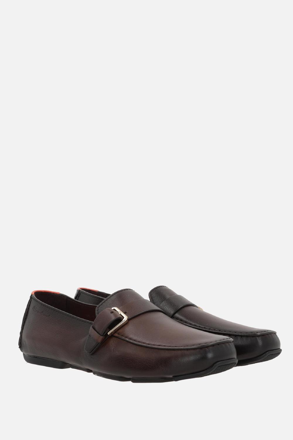 SANTONI mocassino in pelle liscia con fibbia Affare Del Giorno