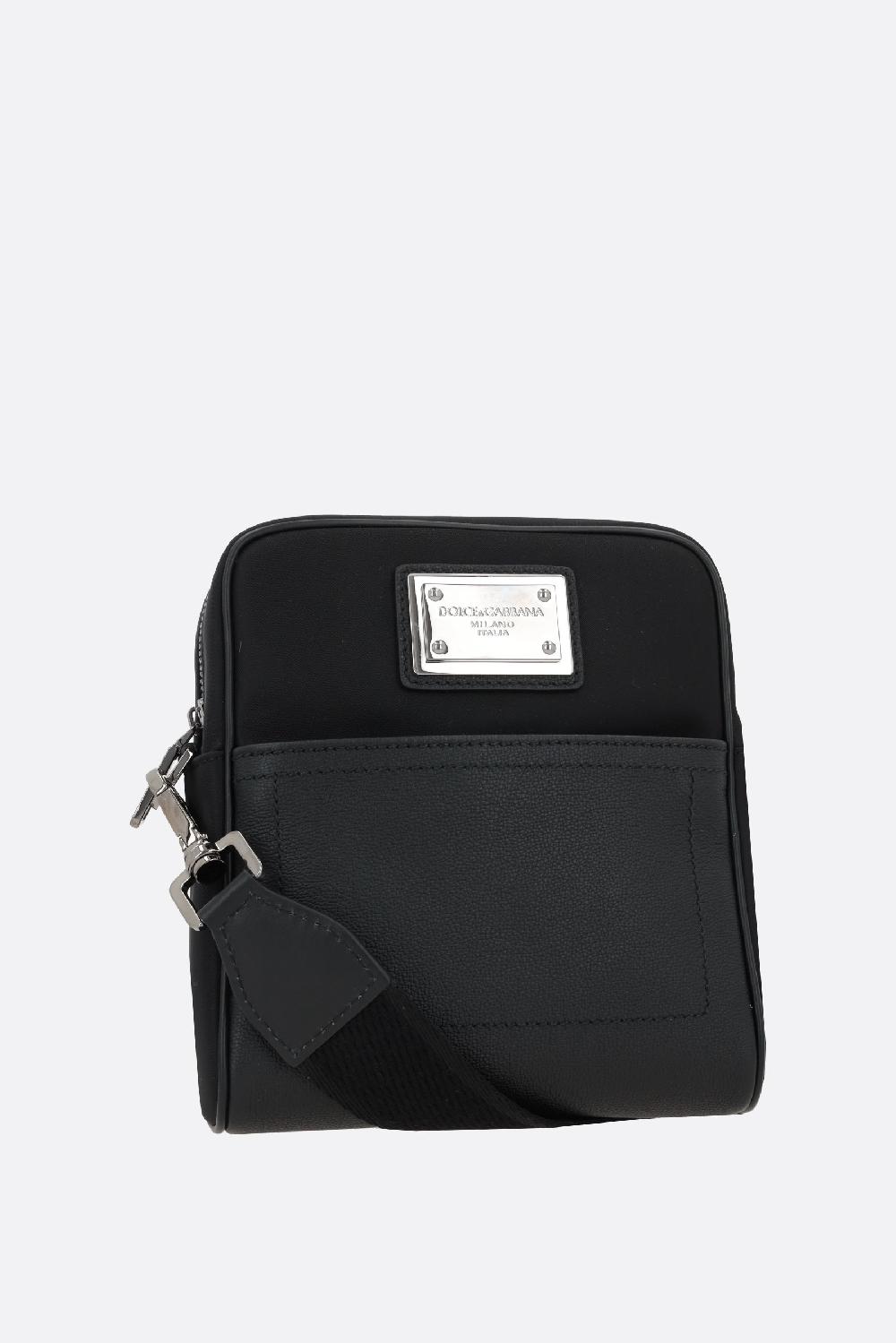 DOLCE & GABBANA borsa a tracolla in nylon e pelle martellata Vendite Flash