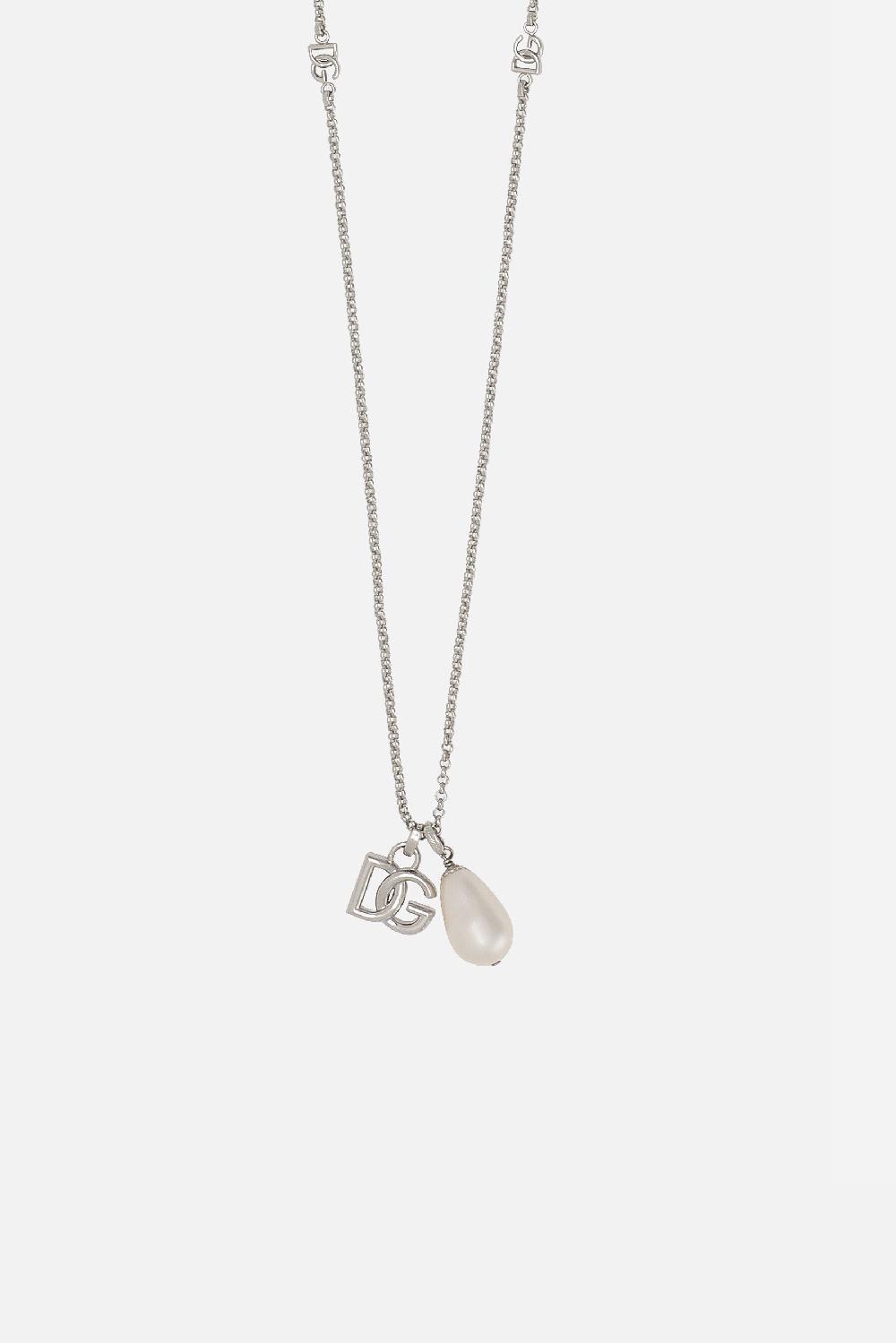 DOLCE & GABBANA collana a catena in ottone con goccia e logo DG Negozio