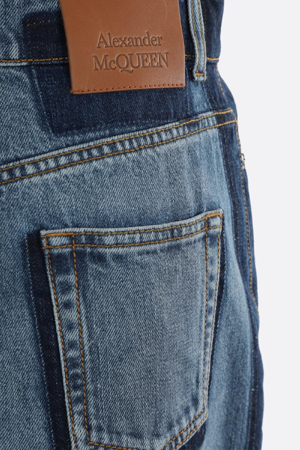 ALEXANDER McQUEEN jeans a gamba larga in denim Vendite stagionali