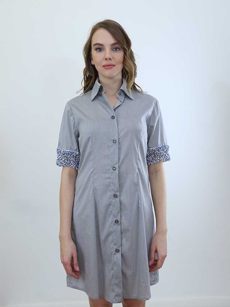 Tricot à Porter ABITO A CAMICIA MIDI BORDO MANICHE CROCHET Consegna Veloce