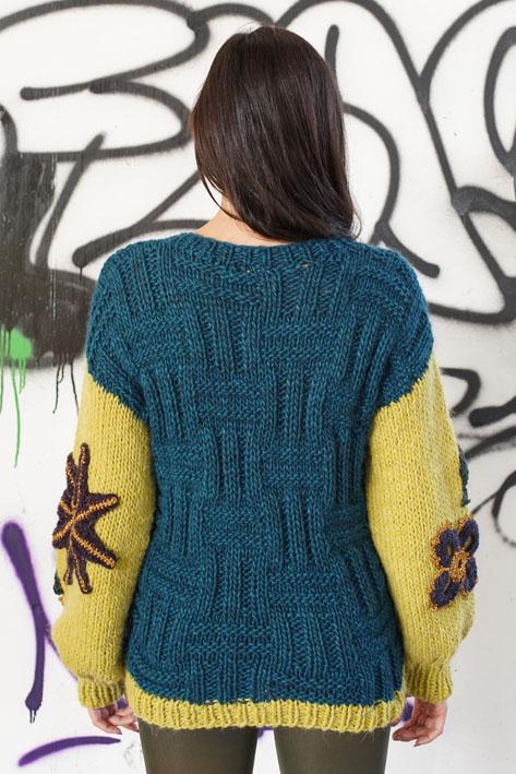 Tricot à Porter Bicolor sleeves flower Vendita Calda