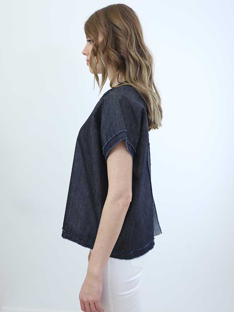 Tricot à Porter CAMICIA DENIM CON APERTURA SULLA SCHIENA 50% di sconto per tempo limitato