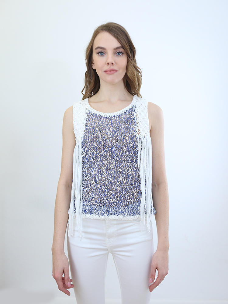 Tricot à Porter CANOTTA MOULINE CON FRANGE Qualità Garantita