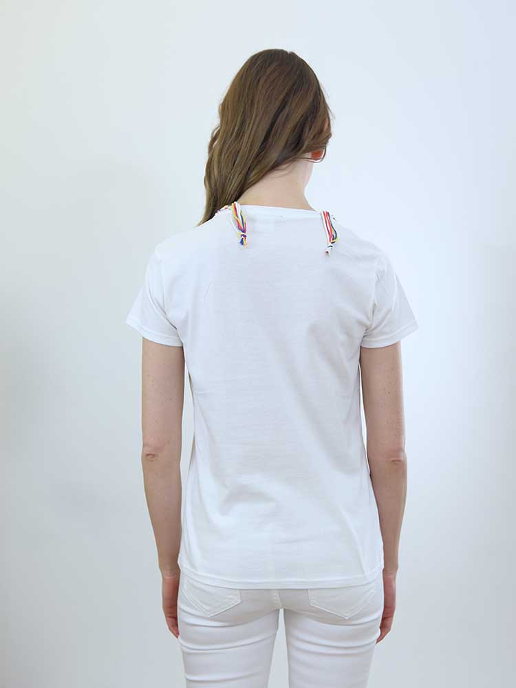 Tricot à Porter T-SHIRT APPLICAZIONE CROCHET E FRANGIA I Più Venduti