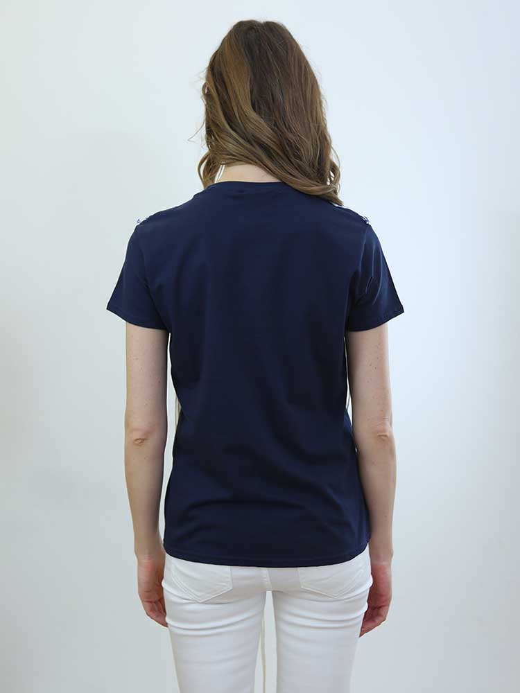 Tricot à Porter T-SHIRT CON APPLICAZIONE A RETE E FRANGE Vendite Flash