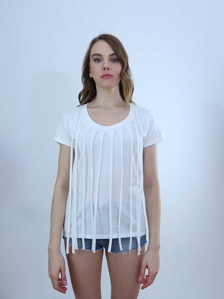 Tricot à Porter T-SHIRT CON FRANGE IN JERSEY In Saldo
