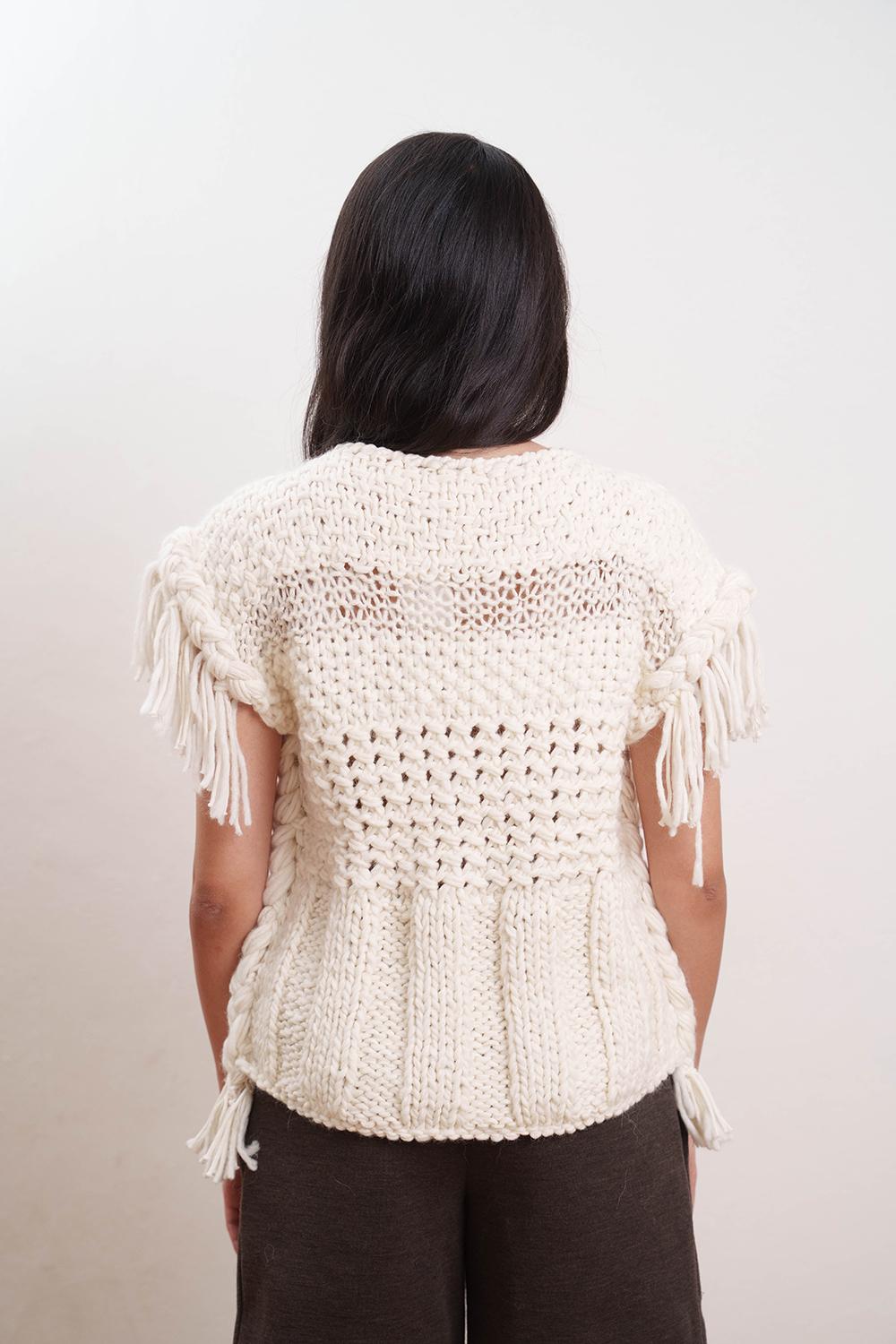 Tricot à Porter Maglia s/m con frange e trecce Offerta