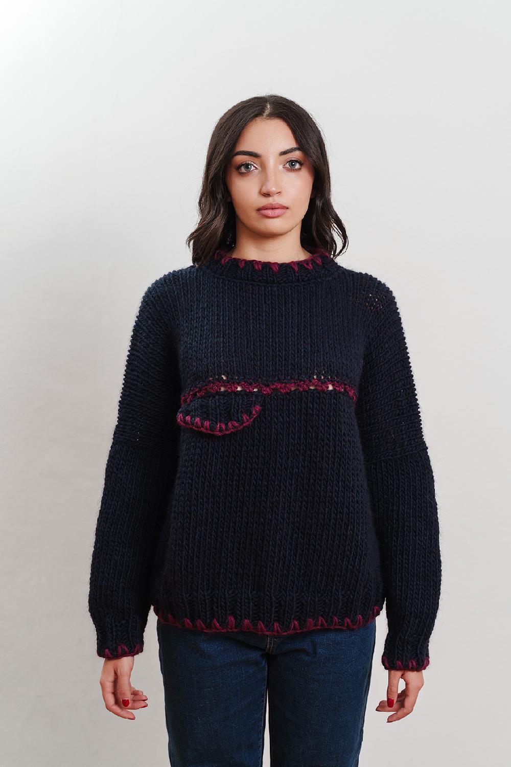 Tricot à Porter Pullover giro taschina Nuovo