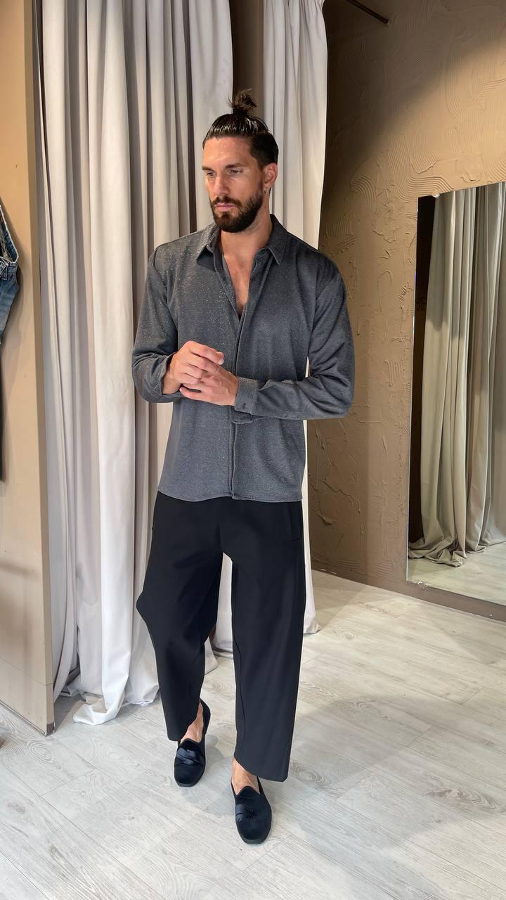 Underground Couture Camicia Laminata Grigio MRSM Presa
