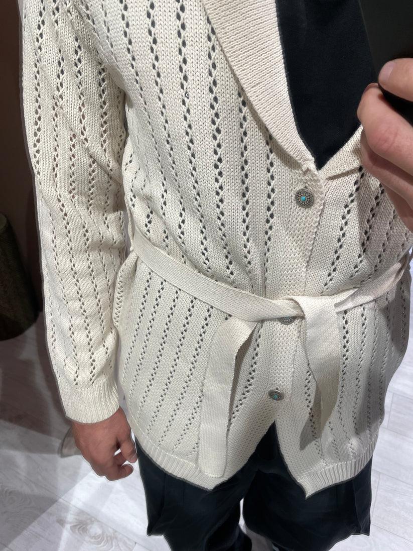 Underground Couture Cardigan Traforato Panna Saldi Di Fabbrica