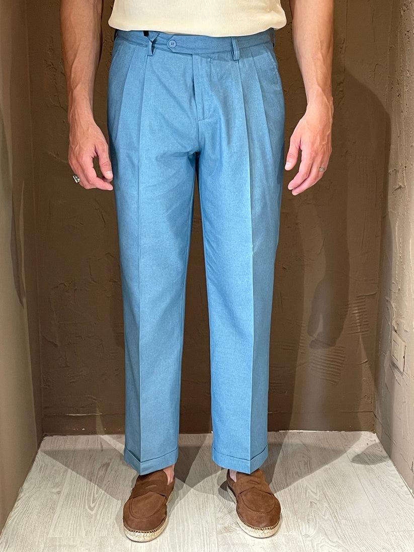 Underground Couture Pantalone Doppia Pence Celeste Vendita Economica