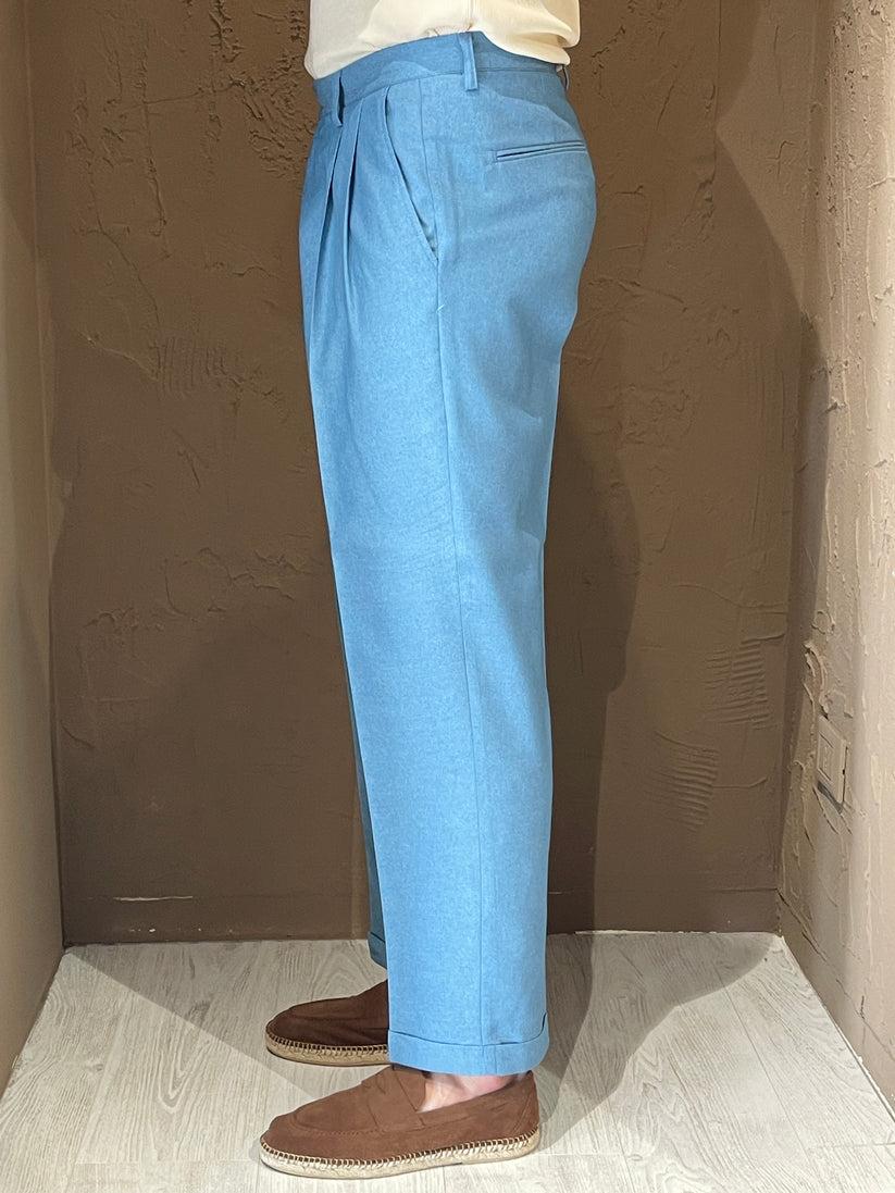 Underground Couture Pantalone Doppia Pence Celeste Vendita Economica