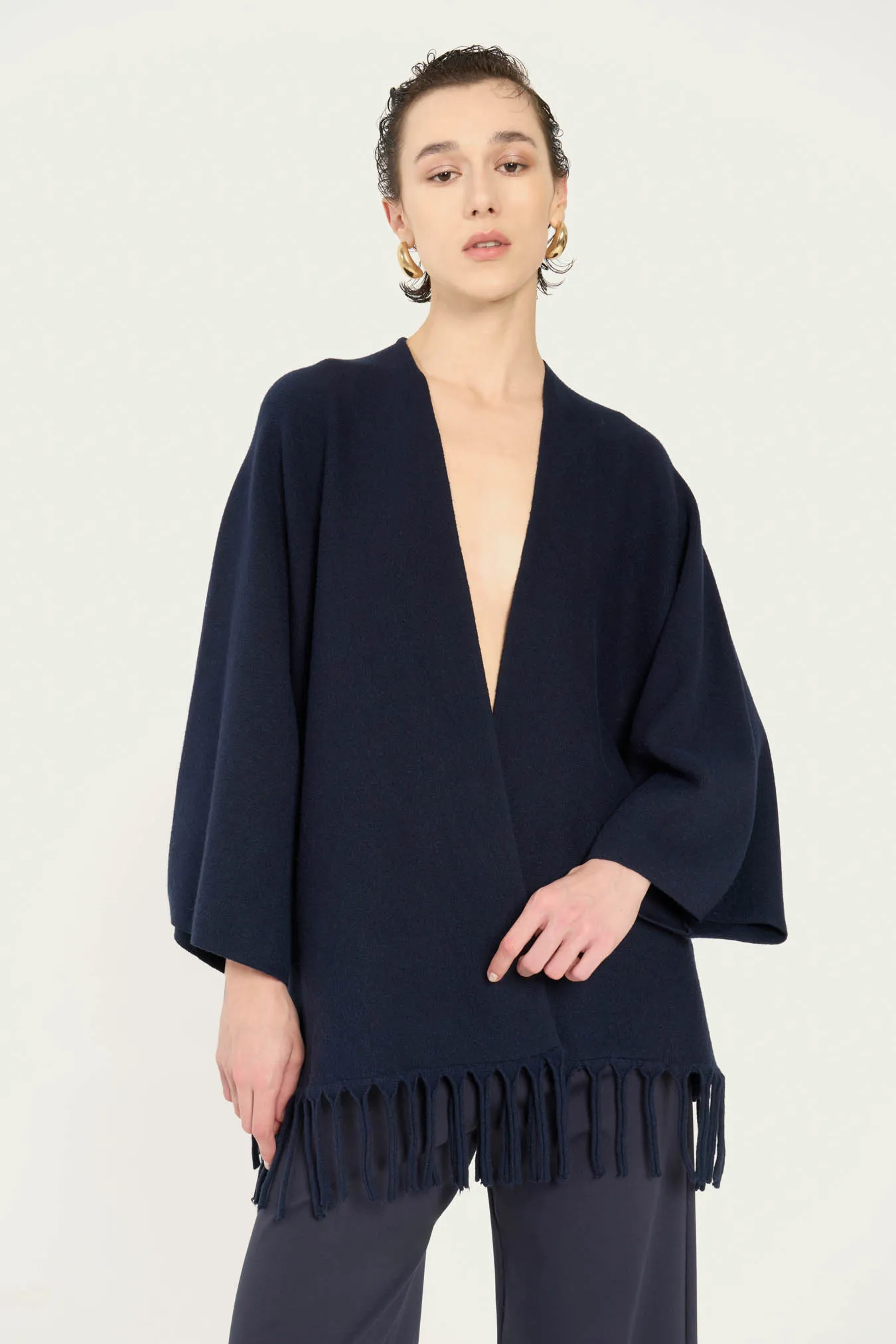 ﻿Vicario cinque Cardigan over viscosa con frange Mildred Acquista Ora
