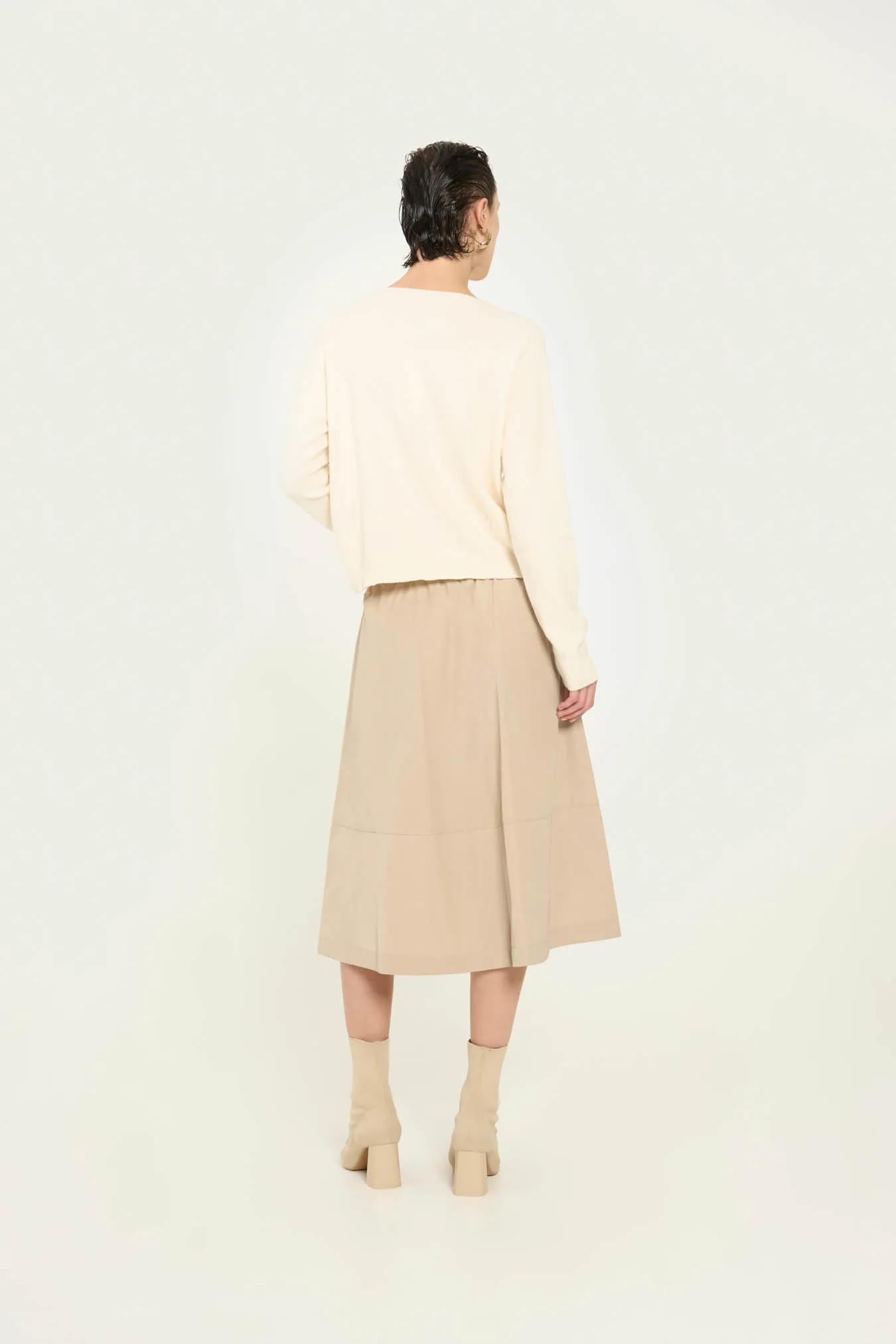 Vicario cinque Gonna midi svasata beige Giada In Vendita