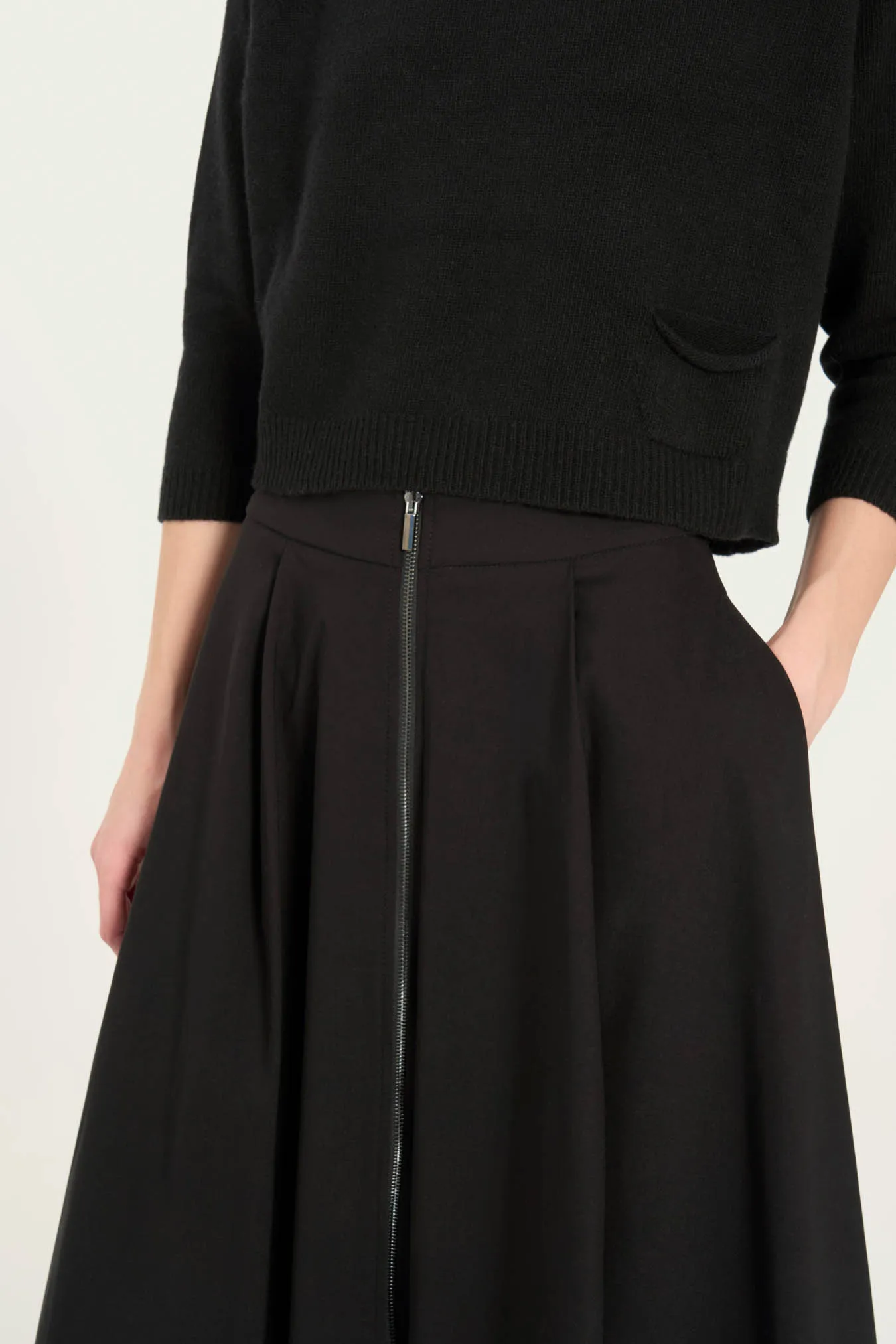 Vicario cinque Gonna midi nera con cerniera davanti Guendalina Moda